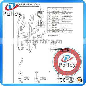 New Styles Swimming Pool Stainless Steel Folding Ladder thumbnail-2
