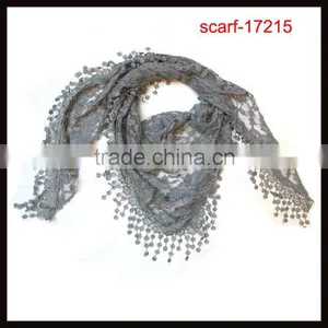 High Quality Lace Triangle Lady Grey Color Scarf thumbnail-1