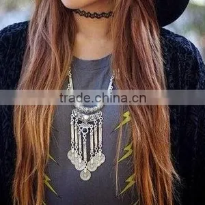 Wholesale Boho Antique African Statement Coin Long Tassel Pendants Luxury Necklace thumbnail-1