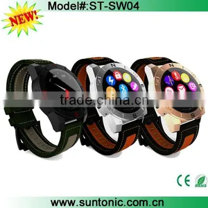 Smart Watch Round Shape Screen Bluetooth Smart Wrist Leather Watch for Iphone and Android thumbnail-1