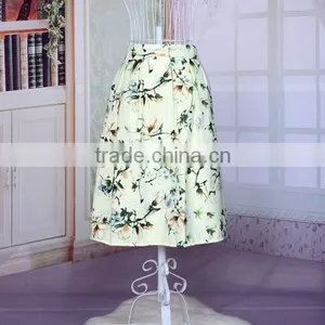 Elegant Ladies Summer Retro Floral Print High Waist Casual A-line Swing Skirt thumbnail-6