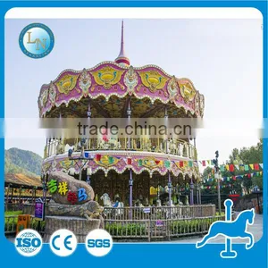 Chrismas Discount! China Manufacturer Fiberglass Theme Park Amusement Double Decker Merry go Round Carousel Rides for Sale thumbnail-1