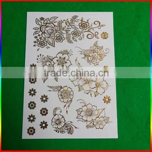 Metallic Gold Flowers Tattoo/flash Tattoo Sticker thumbnail-1