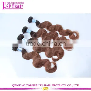 Qingdao Hot Sale Two Tone Color Remy Human Hair Mink Peruvian Hair Body Wave Hair Weave thumbnail-4