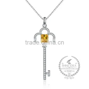 925 Sterling Silver Rhinestone Yellow Zircon Key Pendant Charm Idea Jewelry Fashion Women Necklace Jewelry Supplies 6360473 thumbnail-1