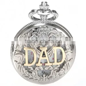 Silver Skeleton Pendant Chain Analog Quartz Men's Pocket Watch thumbnail-5