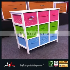 Colorful Design 9 Cubes With Non Woven Storage Box Wooden Toy Chest thumbnail-1