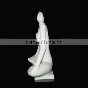 White Stone Abstract Carving Sculpture thumbnail-1