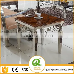 D398 Modern Living Room Furniture Stainless Steel Marble Side Table thumbnail-1