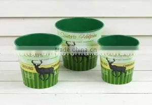 Marks and Spencer Audit Passed! Cute Garden Green Round Small Metal Flower Pot for Christmas Decoration thumbnail-1