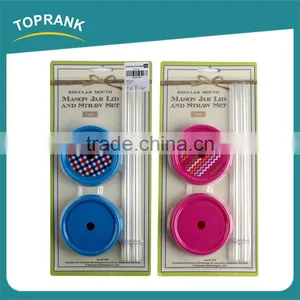 2pack Custom Color Jar Accessories Set Food Grade Plastic Straw Lid for Mason Jar thumbnail-1