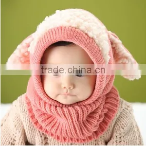 Siamese Puppy Scarf Winter New Baby Hat Wool Hat Winter Hat Hot Sale Beanie Hat Hooded Scarf Earflap Knit Cap thumbnail-3