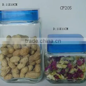 Clear Square Mason Glass Jar With Plastic Lid thumbnail-1