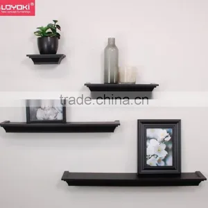 Set of 4 Wood Contemporary Floating Wall Shelf thumbnail-3