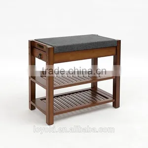 Eco Friendly Unique Bamboo Shoe Rack 2 Titer Bamboo Storage Bench With Seat thumbnail-3