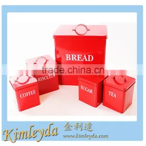 Hot Sale Square Kitchen Storage Set of 5 Bread Bin Coffee/Tea Canister thumbnail-4