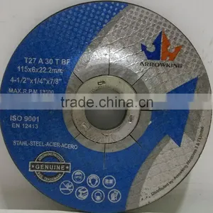 4.5" (115x6x22.2mm) Depressed Center Resin Bonded Reinforced Grinding Wheel For Metal thumbnail-1
