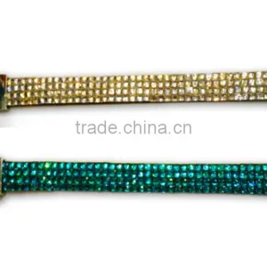 Gem Bracelet With Zinc Alloy Locking Part, Hot Sale Gift Leather With Crystal Gem Decoration thumbnail-1