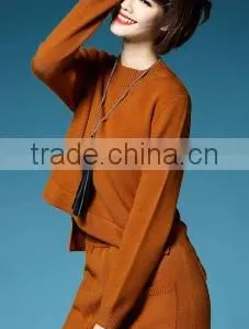2016 New Latest Spring Autumn Women 2 Pieces Suits Loose Sweater Pullover Plus Skirt thumbnail-5