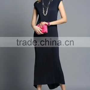 Maxi Sleeveless Plicated Fishtail Women Vest Dress thumbnail-4