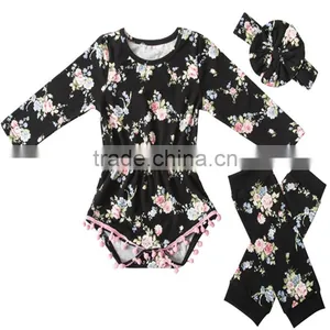 2017 New Arrival Baby Girl Floral Printed 100%cotton Romper thumbnail-3