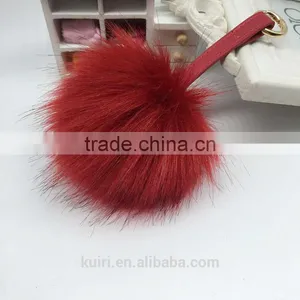 Hot Sales Fashion Faux Fur Hair Ball Keychain Fur Plush HandBag Pendant Charm Soft Ball Car Key Ring For Girls thumbnail-1
