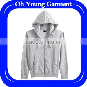 Cool Plain Gray Hoodies for Men With Thick Strings Customized Cotton Fleece Sweatshirts Sleeve Printing Logo thumbnail-1