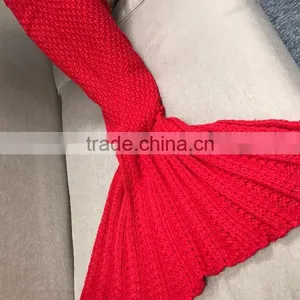 Adult Red Sleeping Bag Crochet Mermaid Tail Blanket thumbnail-2
