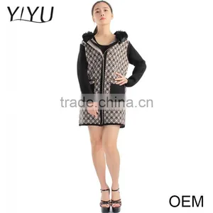 European Fashion Winter Jacquard Fur Collar Zipper Women Cardigan Sweater thumbnail-1