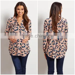 Latest Design New Fashion Button up Printing Long Sleeve Maternity Clothes thumbnail-1