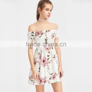 Petite Women Fit and Flare off the Shoulder Skater Dress thumbnail-4