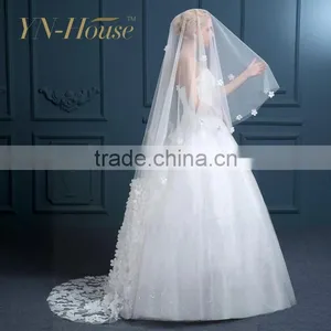 Beaded Edged Ivory White Wedding Veil Soft Tulle High Quality Wedding Bridal Veils thumbnail-3