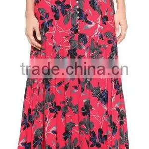 2016 Designed for Fashion Women Trumpet Hem Printed Slit Skirt Ladies'maxi Skirt OEM thumbnail-1