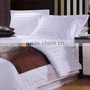 100% Cotton Duvet Cover Sets 3cm Strips Jacquard Design White Color Bed Sheets Sets thumbnail-3