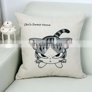2016 Wholesale Home Decor Digital Printing Cotton And Linen Pillow Cat Cartoon Cushion thumbnail-6