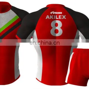 2016 Trendy Red Custom Design Sublimation Rugby Jersey With Socks thumbnail-2