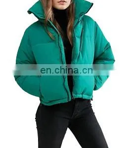 Factory Supplier Directly Women Green Padded Boxy Jacket thumbnail-3