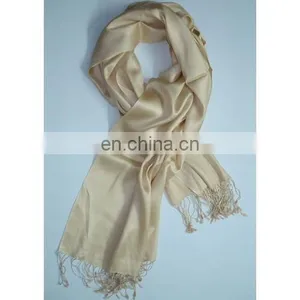 LIGHT GOLDEN SILK PLAIN SHAWLS thumbnail-1