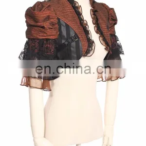 Steampunk Style Crop Top Jacket With Fluonce Layered Sleeves thumbnail-3