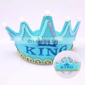 MCH-2316 New Wholesale Party Decoration Led Flashing Happy Birthday King Princess Tiara Crown Headband Hat thumbnail-5