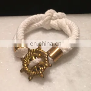 SAILOR KNOT BRACELET HANDMADE COTTON REEF KNOT BRACELET WITH SHIP WHEEL CHARM thumbnail-1