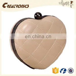 CR Low MOQ Requirements Shining Quilted Griddings pu Surface Heart-shaped Long Chian Black Best Selling New Coin Bag thumbnail-3