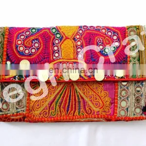 Wholesale Indian Banjara Coin Clutch Bag -Gypsy Coin Clutch Bag - Indian Gypsy Banjara Hippie Style Purse thumbnail-6
