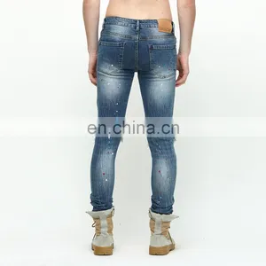 DiZNEW Wholesale Fashion Ripped Denim Pants Custom Printed Blue Ripped Casual Jeans thumbnail-5