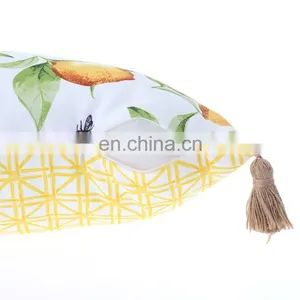 Summer Fruit Yellow Lemon Leaf Pillow Cover Waterproof Outdoor Cushions Home Decorative Cotton Linen 18x18Inch thumbnail-5