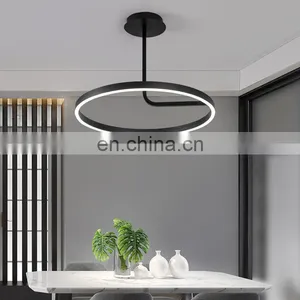 Bedroom Lamp Nordic Minimalist Modern Dining Room Lamp Minimalist Personality Master Bedroom Room Line Led Ceiling Lamp thumbnail-1