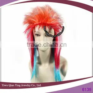 Cheap Wholesale Crazy Multi Color Synthetic Punk Party Wigs thumbnail-1