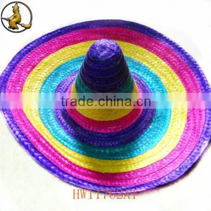 Rainbow Color Sombrero Mexican Straw Hat Party Supply thumbnail-1