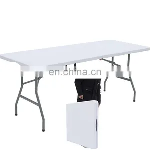 New Arrival HDPE Top Outdoor Folding Fast Shipping Easy Fold 6ft Plastic Folding Bbq Camping Dining Table thumbnail-1