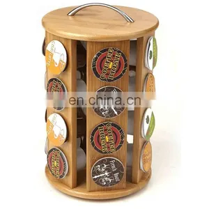 Multifunctional Durable Bamboo 360-degrees Revolving Coffee Pod Holder Nespresso Capsule Rack Organizer Storage thumbnail-3